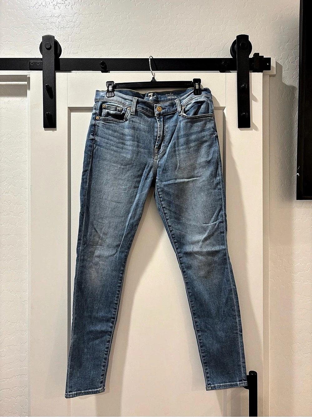 7 For All Mankind The Ankle Skinny Jeans Blue Skinny Jeans Size 31